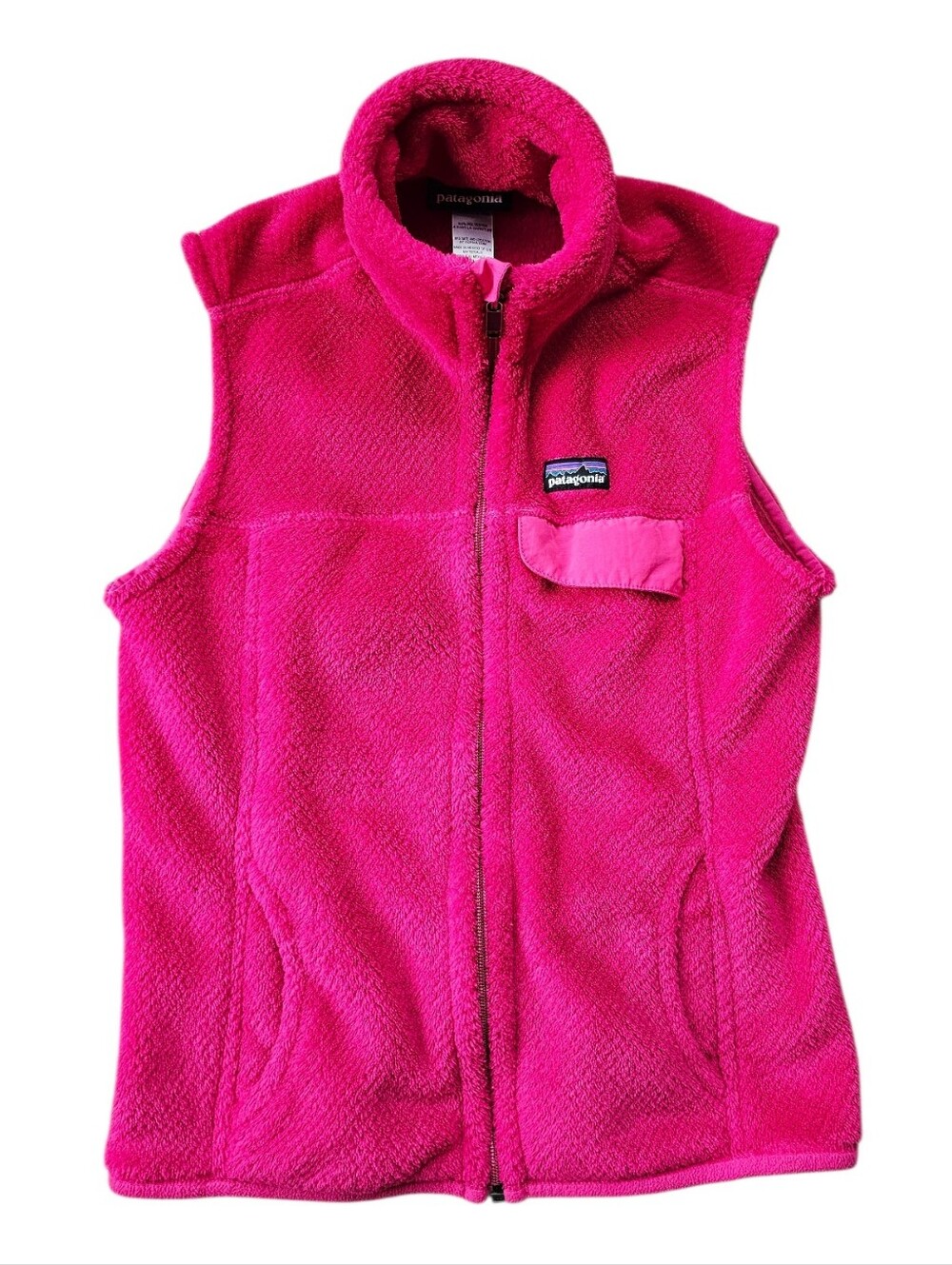 Patagonia Bright Pink Plush Fleece Zip Up Vest Size Small
